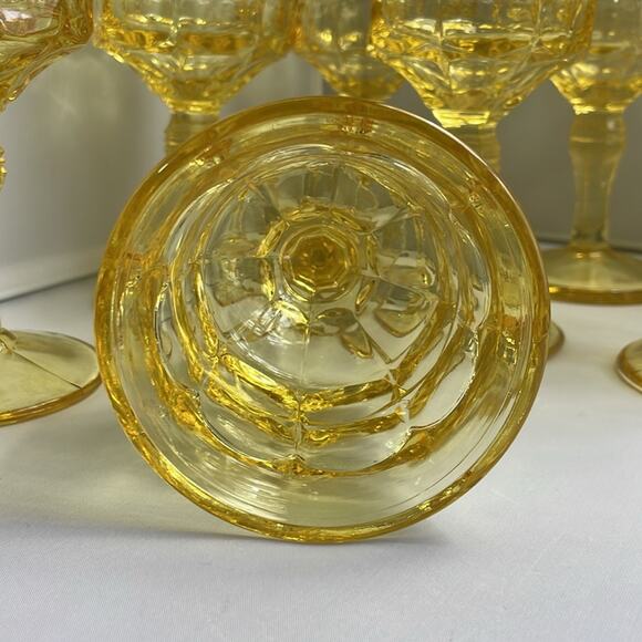 8 Vintage Tiara Constellation Yellow Water Goblet Glasses - Picture 2 of 9